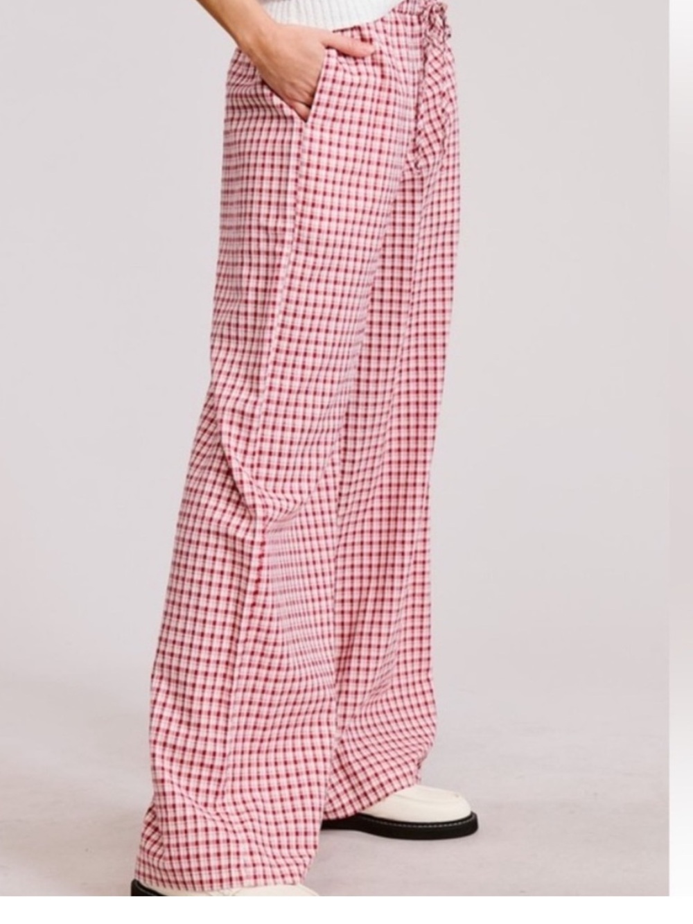 Mimosa Ginham Checkered Wide Leg Lounge Pants Sz Sm. Like new. - Picture 6 of 10